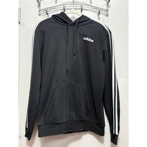 Adidas Men's Black Hoodie Sweatshirt with White 3‎ Stripe Sleeves Size M
